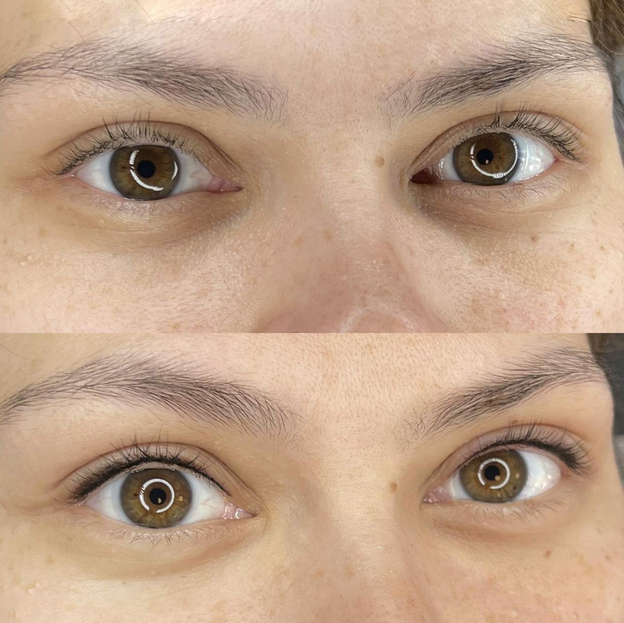 Permanent eyeliner Esbjerg - Vippefortætning før og efter behandling