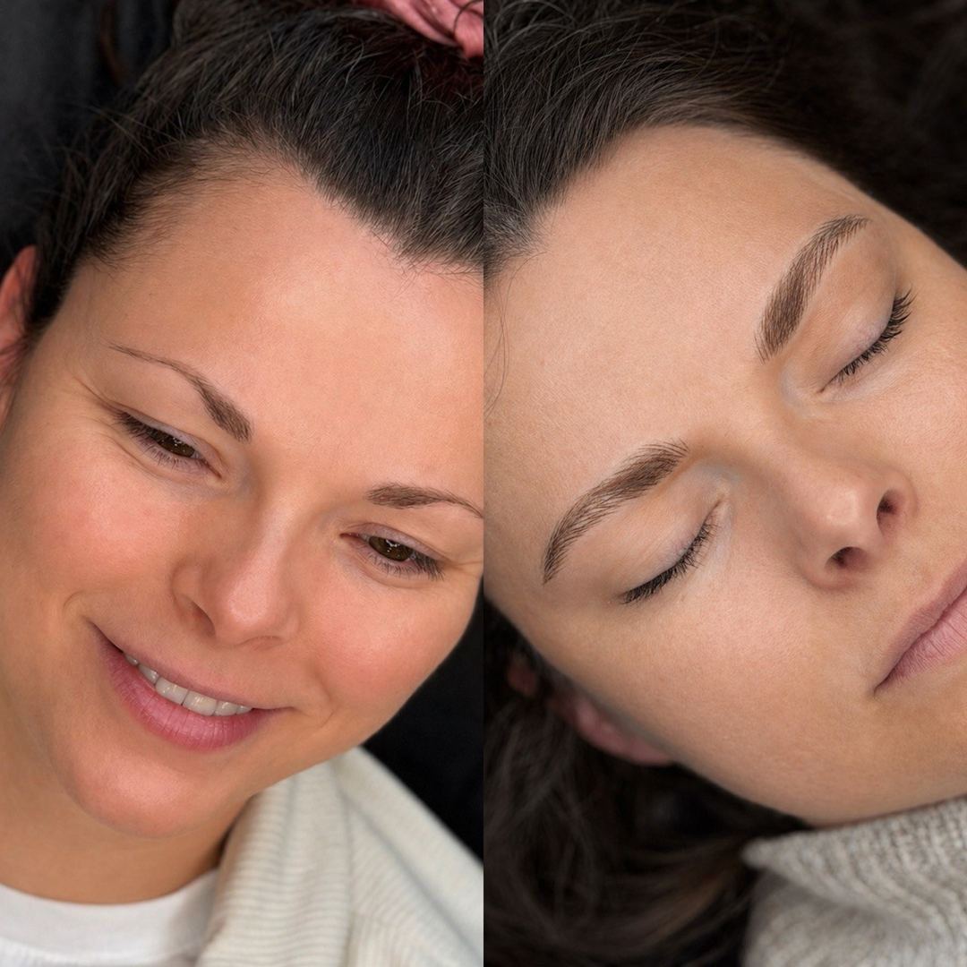 Permanent makeup bryn Esbjerg – Naturligt resultat af Silky Strokes før og efter